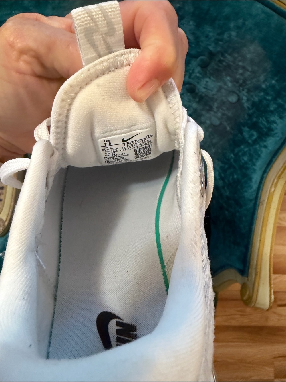 Nike White/Silver Swoosh womens Athletic Sneakers - Picture 9 of 10